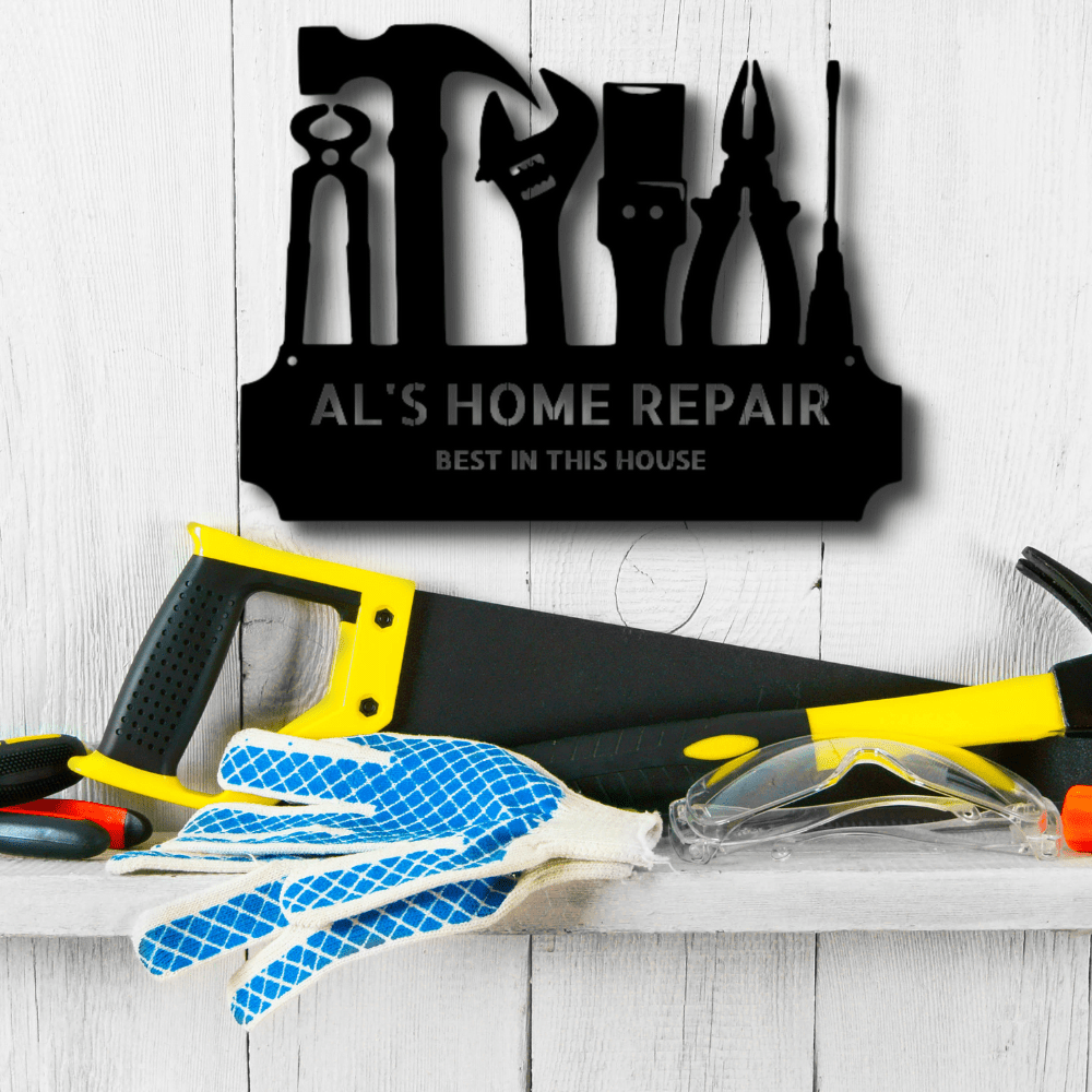 Custom Tool Time Metal Art Sign, Personalized Tool Sign Gift For A Repair Man, Basement Wall Art Decor, Garage Sign Hangings, Repair Shop Metal Art. - Family Gear Collections