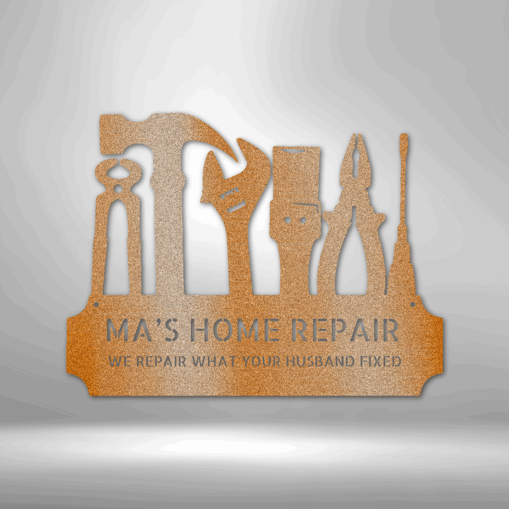 Custom Tool Time Metal Art Sign, Personalized Tool Sign Gift For A Repair Man, Basement Wall Art Decor, Garage Sign Hangings, Repair Shop Metal Art. - Family Gear Collections