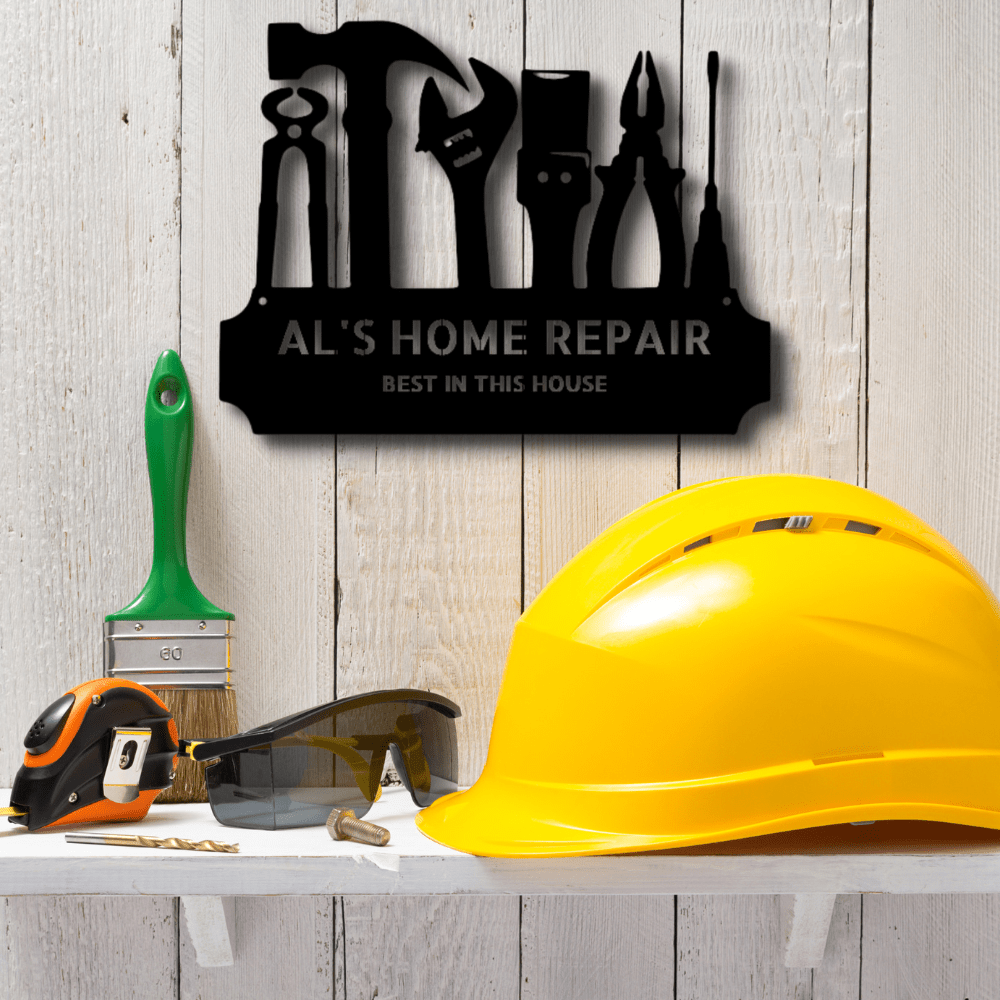 Custom Tool Time Metal Art Sign, Personalized Tool Sign Gift For A Repair Man, Basement Wall Art Decor, Garage Sign Hangings, Repair Shop Metal Art. - Family Gear Collections