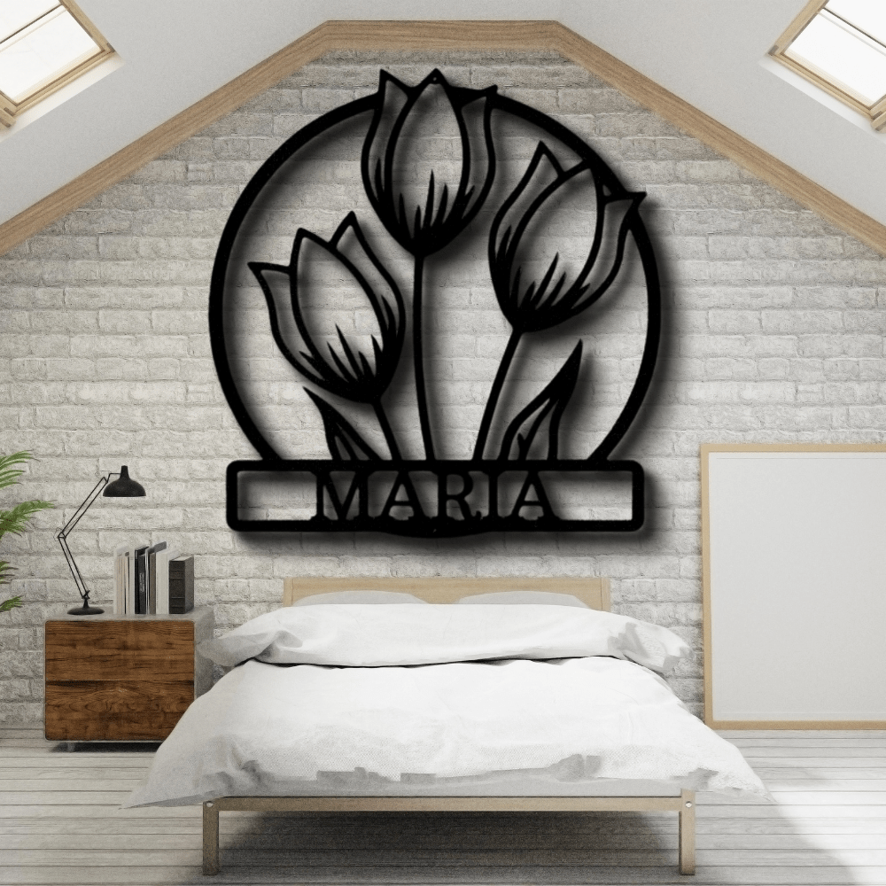 Custom Wild Tulip Metal Sign, Personalized Wild Tulip Monogram, Bedroom Wall Decor, Housewarming Gift, Birthday Gift For Amazing Daughter, Christmas Gift. - Family Gear Collections