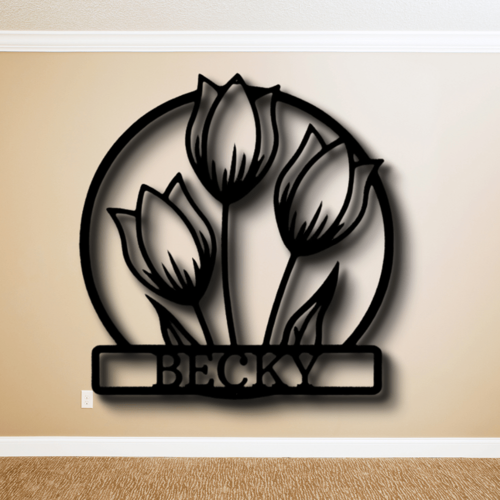 Custom Wild Tulip Metal Sign, Personalized Wild Tulip Monogram, Bedroom Wall Decor, Housewarming Gift, Birthday Gift For Amazing Daughter, Christmas Gift. - Family Gear Collections