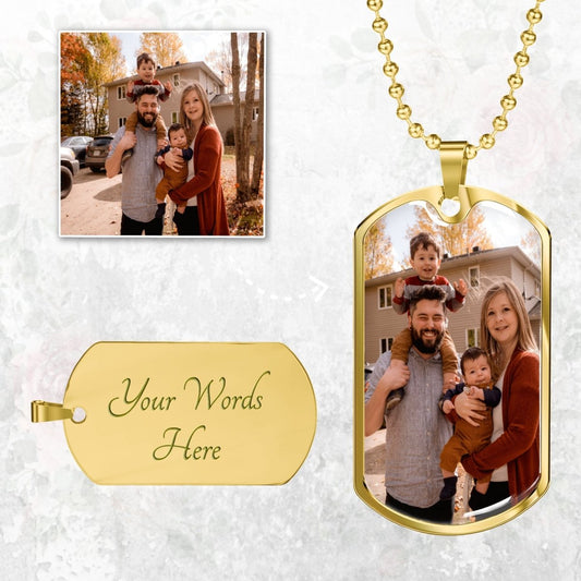 Dog Tag Photo Necklace, To Son from Dad, Husband Christmas Gift, Upload your Photo Dog Tag - Family Gear Collections