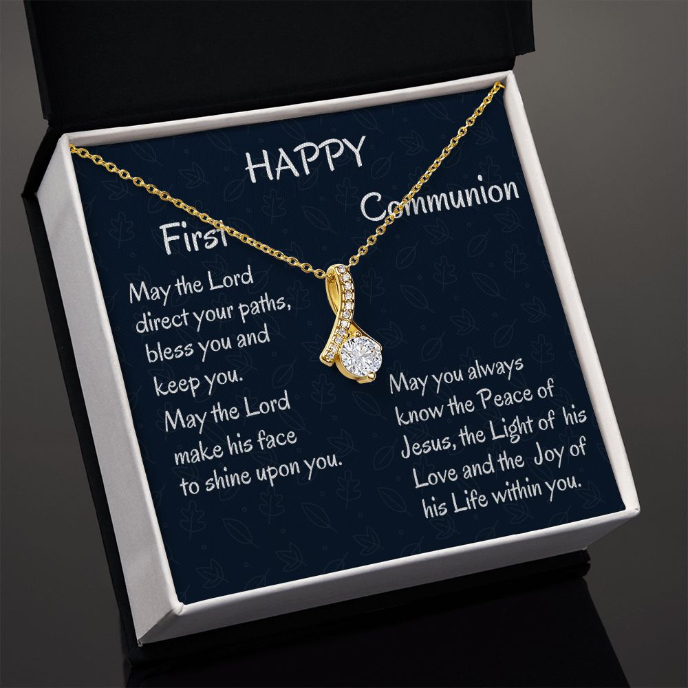 Happy First Communion, Alluring Beauty Necklace, Christian Gift, Baptism Gift, Dad To Daughter, I Love You. - Family Gear Collections