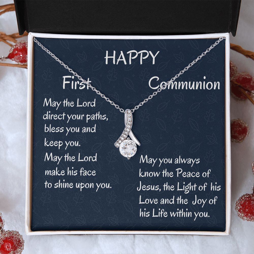 Happy First Communion, Alluring Beauty Necklace, Christian Gift, Baptism Gift, Dad To Daughter, I Love You. - Family Gear Collections