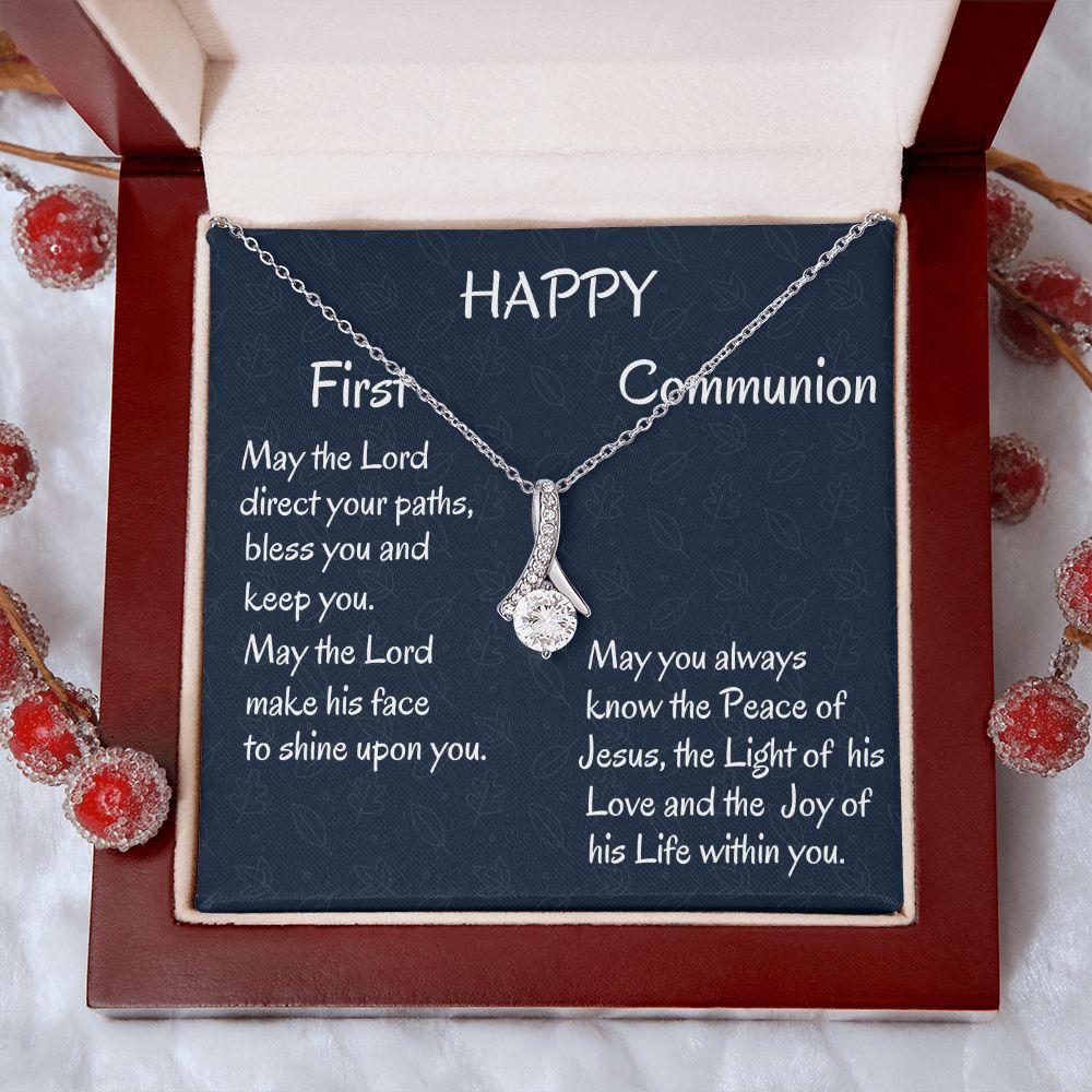 Happy First Communion, Alluring Beauty Necklace, Christian Gift, Baptism Gift, Dad To Daughter, I Love You. - Family Gear Collections