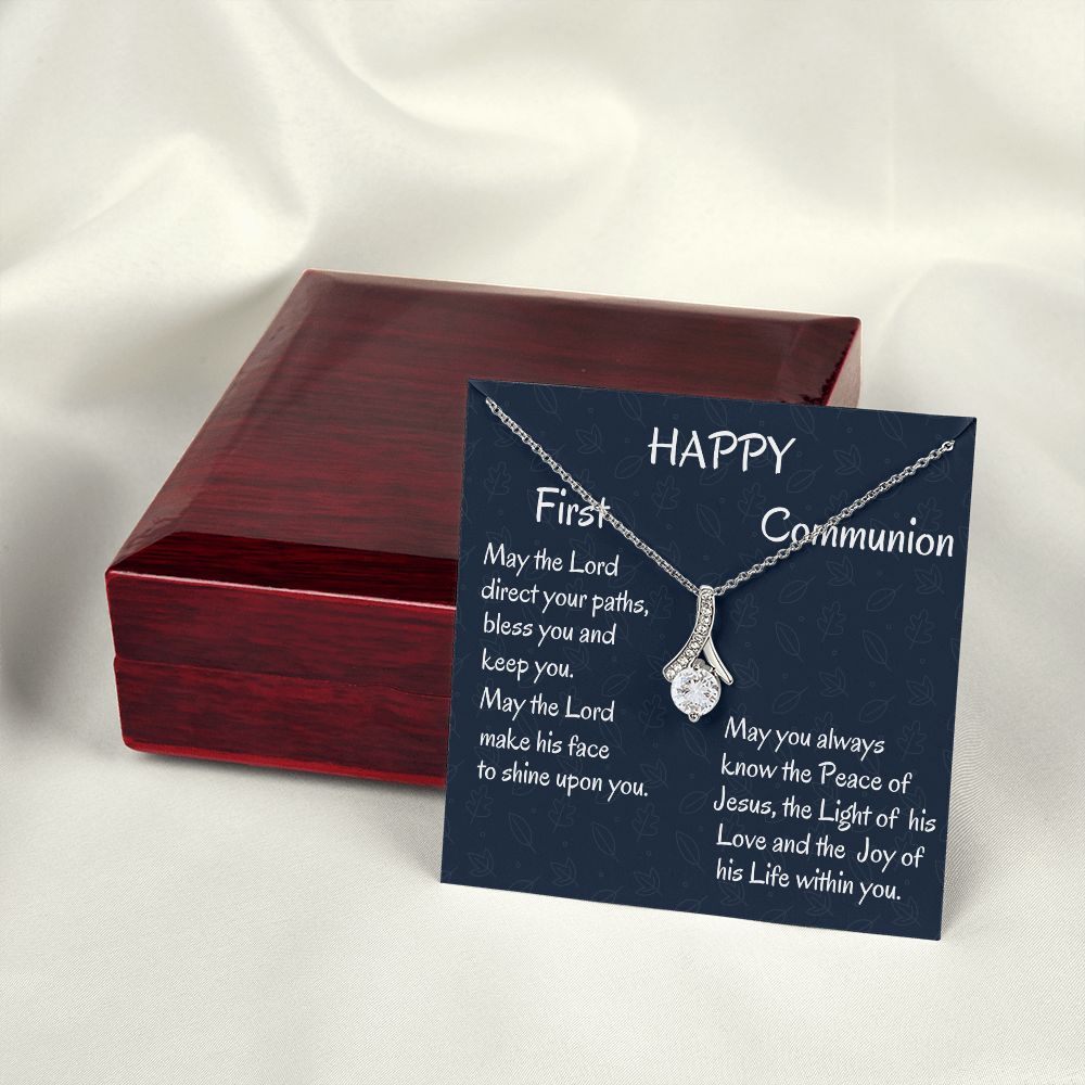 Happy First Communion, Alluring Beauty Necklace, Christian Gift, Baptism Gift, Dad To Daughter, I Love You. - Family Gear Collections