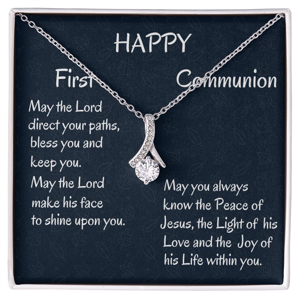 Happy First Communion, Alluring Beauty Necklace, Christian Gift, Baptism Gift, Dad To Daughter, I Love You. - Family Gear Collections