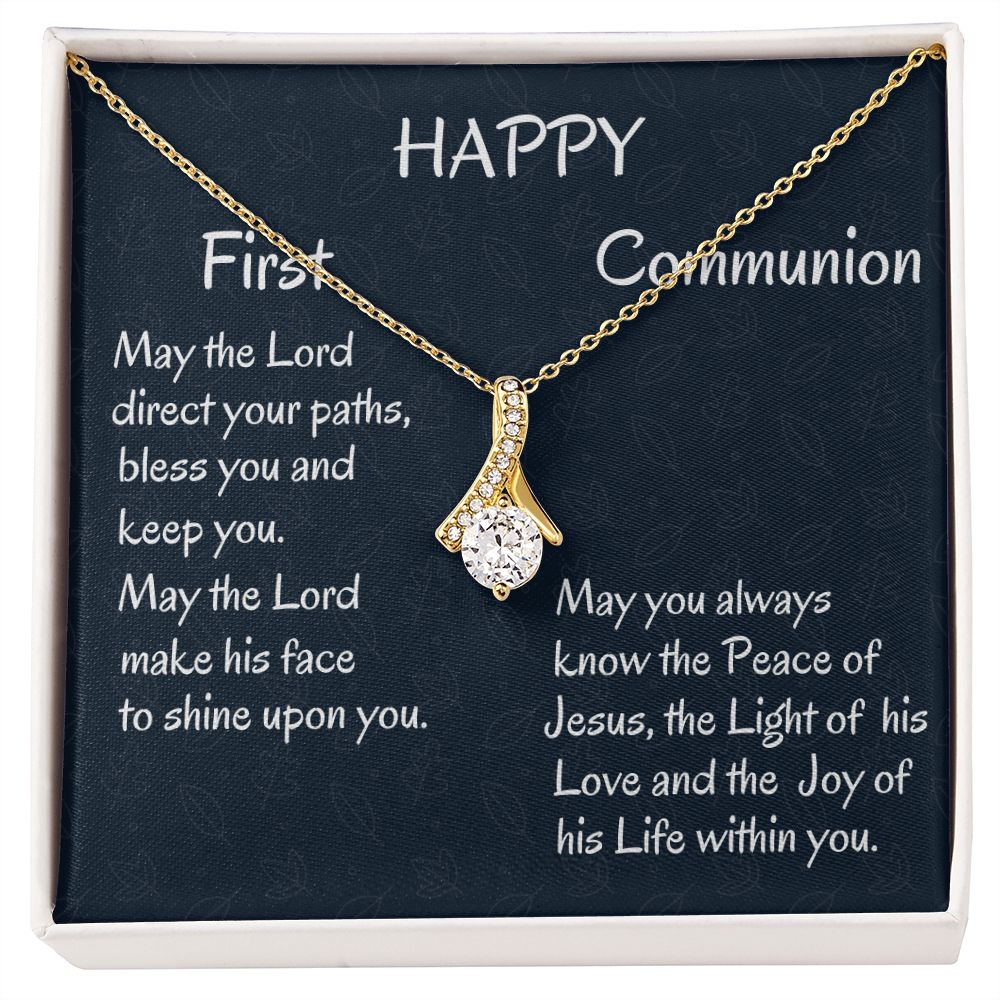 Happy First Communion, Alluring Beauty Necklace, Christian Gift, Baptism Gift, Dad To Daughter, I Love You. - Family Gear Collections