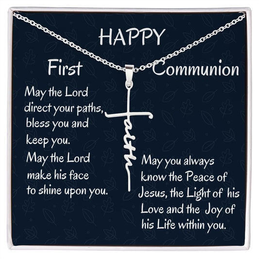 Happy First Communion, Faith Cross Necklace, Christian Gift, First Communion Gifts, From Loving Mom - Family Gear Collections