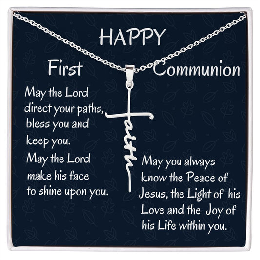 Happy First Communion, Faith Cross Necklace, Christian Gift, First Communion Gifts, From Loving Mom - Family Gear Collections