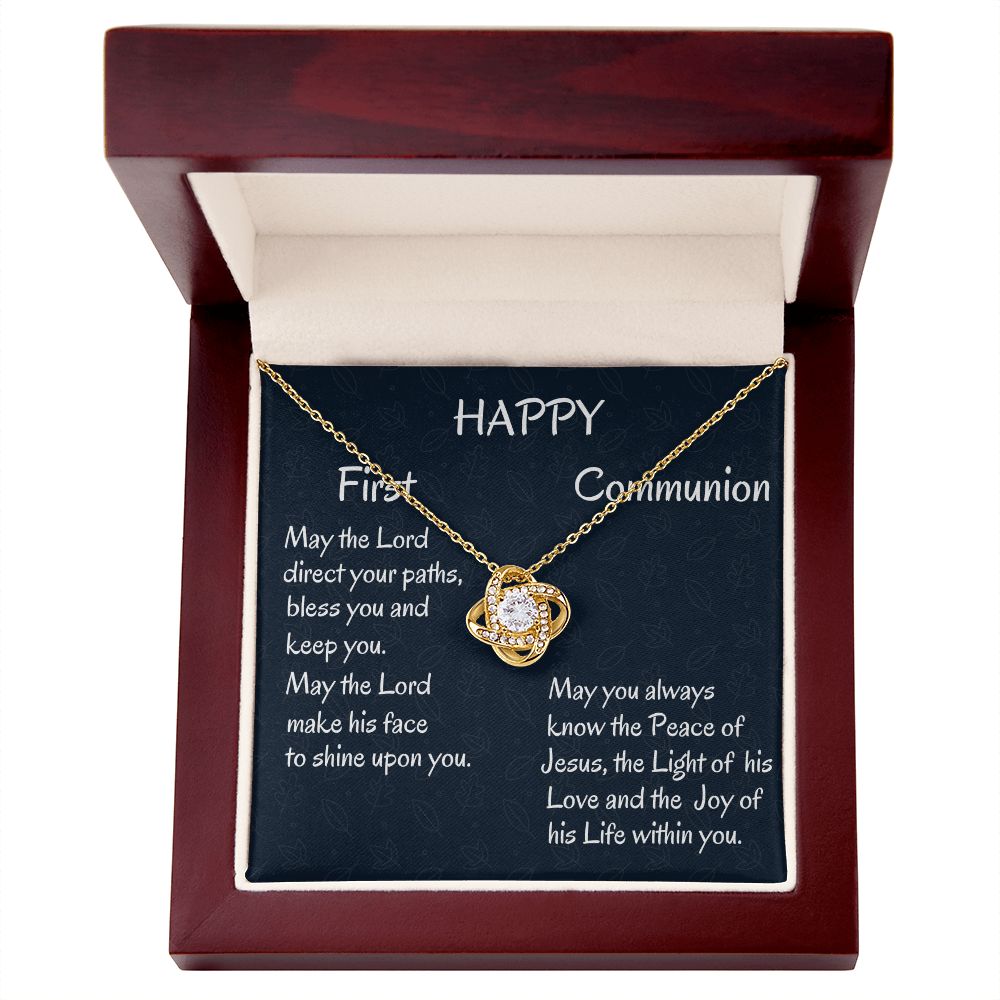 Happy First Communion, Love Knot Necklace, Christian Gifts, First Communion Gift, From Loving Mom - Family Gear Collections