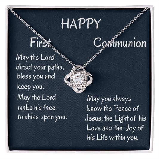 Happy First Communion, Love Knot Necklace, Christian Gifts, First Communion Gift, From Loving Mom - Family Gear Collections