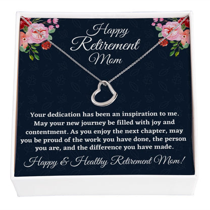 Happy Retirement Mom, Delicate Heart Necklace, Best Retirement Gift, Christmas Gift, Happy Retirement Gift. - Family Gear Collections