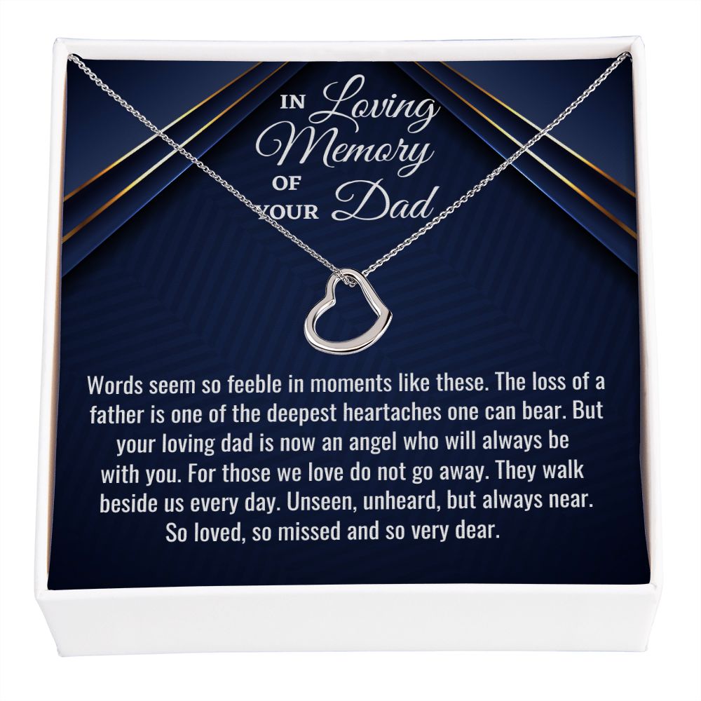 In Loving Memory Of Your Dad, Delicate Heart Necklace, Father Memorial Gift, Remembrance Necklace - Family Gear Collections