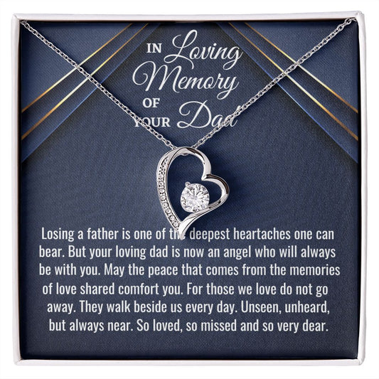 In Loving Memory Of Your Dad, Forever Heart Necklace, Loss Of Your Dad Gift, Memorial Gift Dad, In Memory Of Your Dad. - Family Gear Collections