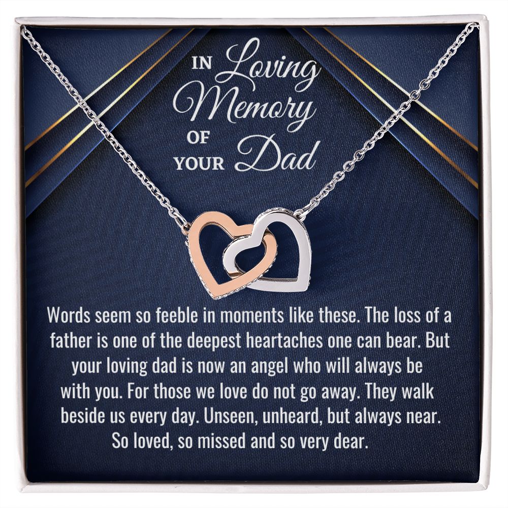 In Loving Memory Of Your Dad, Interlocking Hearts Necklace, Father Memorial Gift, Remembrance Necklace - Family Gear Collections