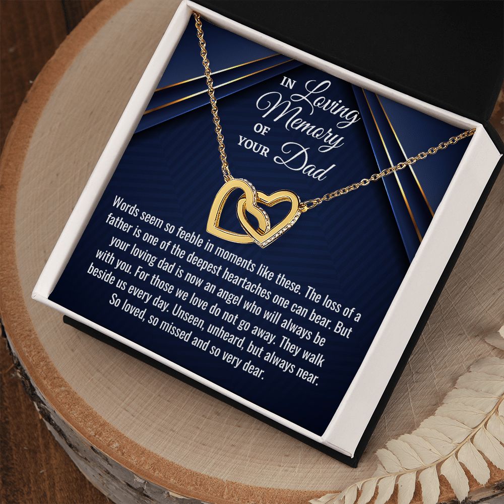 In Loving Memory Of Your Dad, Interlocking Hearts Necklace, Father Memorial Gift, Remembrance Necklace - Family Gear Collections