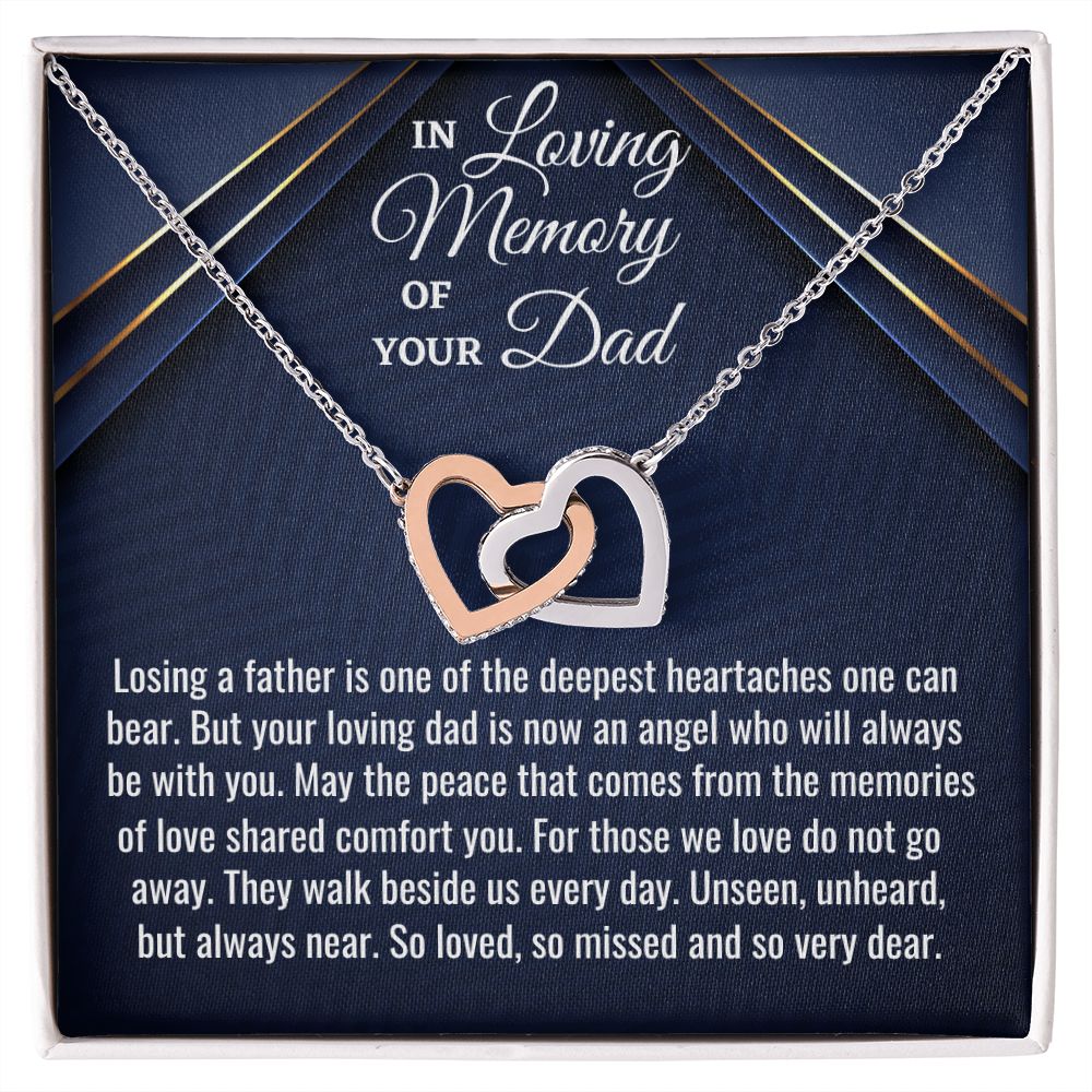 In Loving Memory Of Your Dad, Interlocking Hearts Necklace, Loss Of Your Dad Gift, Memorial Gift Dad, In Memory Of Your Dad. - Family Gear Collections