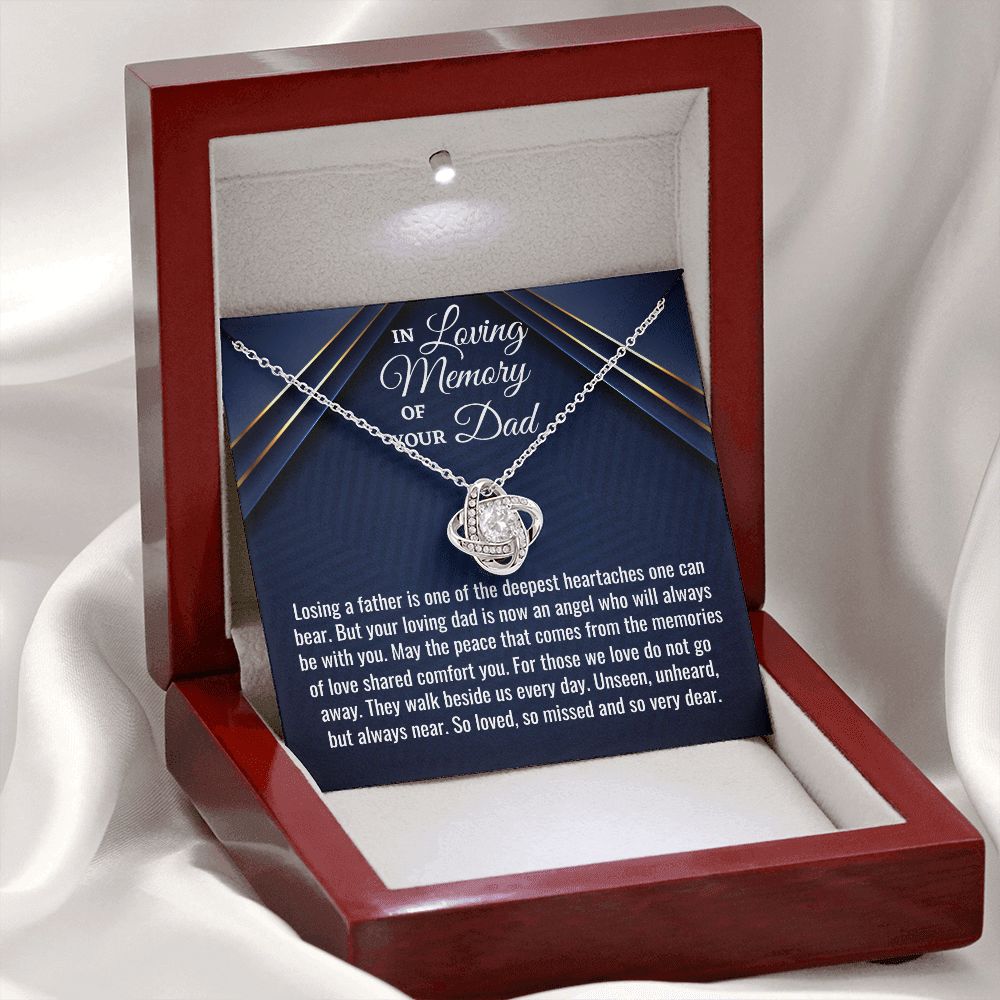 In Loving Memory Of Your Dad, Love Knot Necklace, Loss Of Your Dad Gift, Memorial Gift Dad, In Memory Of Your Dad. - Family Gear Collections