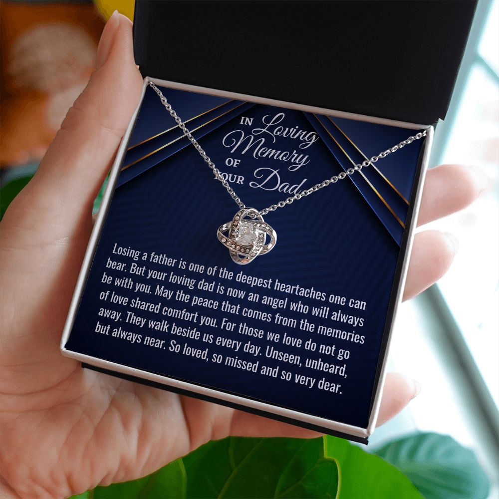 In Loving Memory Of Your Dad, Love Knot Necklace, Loss Of Your Dad Gift, Memorial Gift Dad, In Memory Of Your Dad. - Family Gear Collections