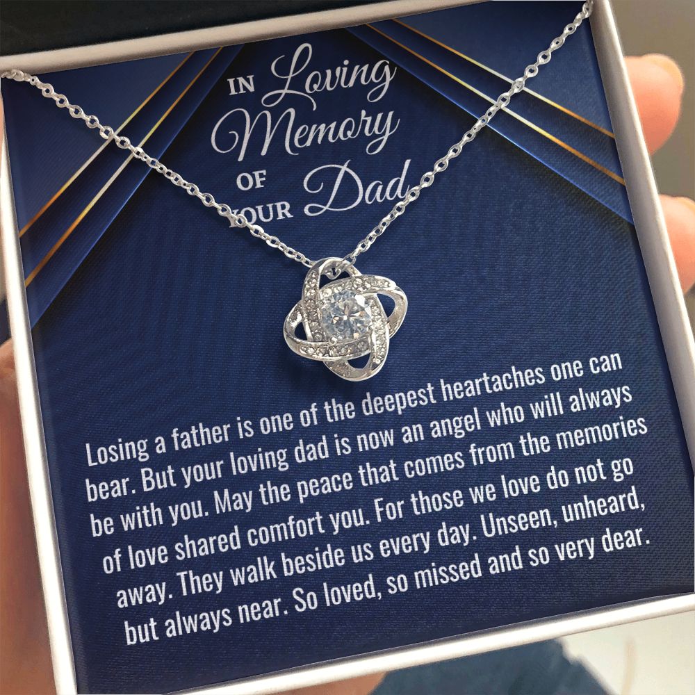 In Loving Memory Of Your Dad, Love Knot Necklace, Loss Of Your Dad Gift, Memorial Gift Dad, In Memory Of Your Dad. - Family Gear Collections