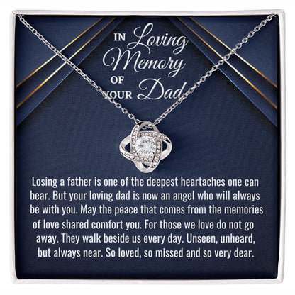 In Loving Memory Of Your Dad, Love Knot Necklace, Loss Of Your Dad Gift, Memorial Gift Dad, In Memory Of Your Dad. - Family Gear Collections