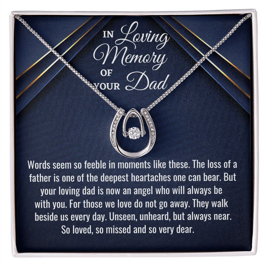 In Loving Memory Of Your Dad, Lucky In Love Necklace, Father Memorial Gift, Remembrance Necklace - Family Gear Collections