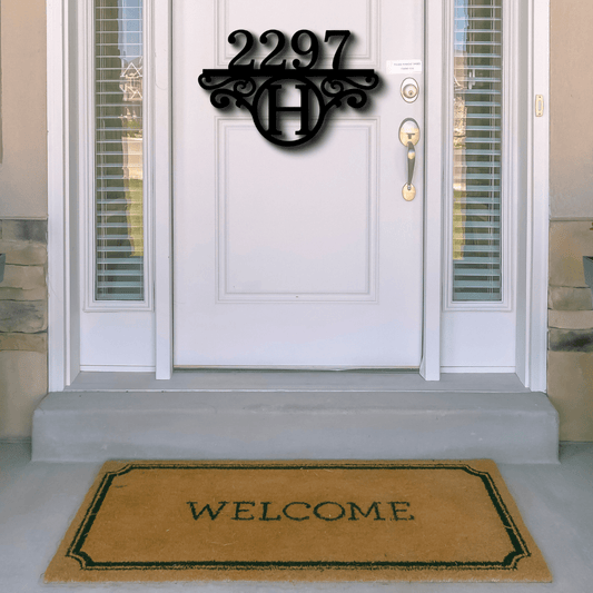 Initial Address Metal Sign, Custom Address Sign, Outdoor Hanging, Front Door Wall Art, Housewarming Decor - Family Gear Collections