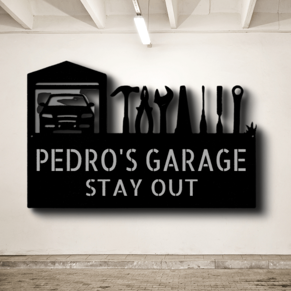 Master Of The Garage Monogram - Steel Sign - Family Gear Collections