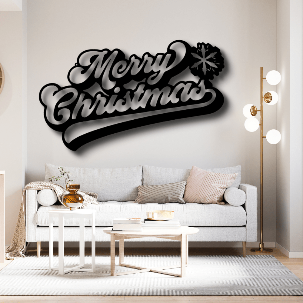 Merry Christmas Quote Metal Art Sign, Christmas Holidays Wall Hanging, Indoor Outdoor Decor, Winter Holidays Metal Sign, Christmas Gift - Family Gear Collections