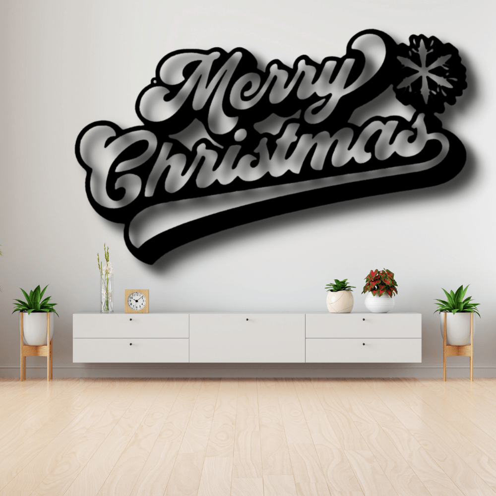 Merry Christmas Quote Metal Art Sign, Christmas Holidays Wall Hanging, Indoor Outdoor Decor, Winter Holidays Metal Sign, Christmas Gift - Family Gear Collections
