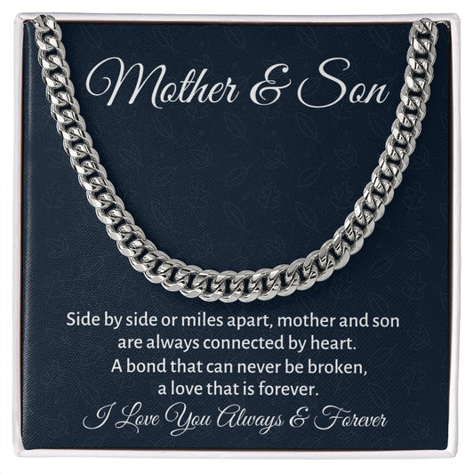 Mother & Son, Cuban Link Chain, Birthday Gift From Mom, Mom To Son Gift, Men Jewelry, I Love You Son. - Family Gear Collections