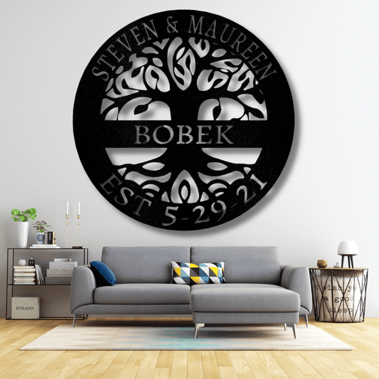 New Elaborate Tree Of Life Metal Sign, Custom Tree of life Metal Art, In love Metal Wall Hanging Gifts For Newlyweds, Custom Established Tree of Life Decor, Wedding Anniversary Gifts For Married Couple - Family Gear Collections