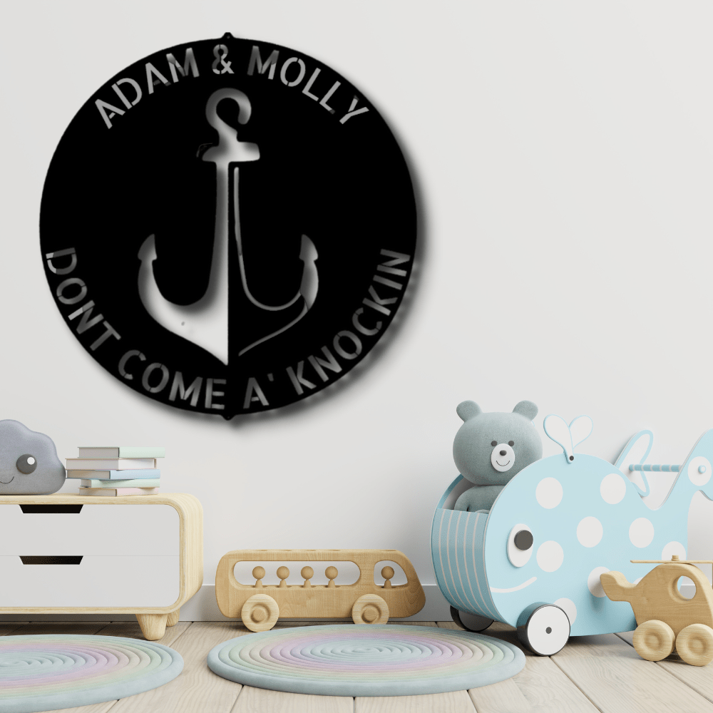 Personalized Anchor Metal Sign, Custom Anchor Door Hanging, Front Door Decor, Housewarming Gift For Him, Kids Room Door Hanging, Birthday Gift For Him - Family Gear Collections