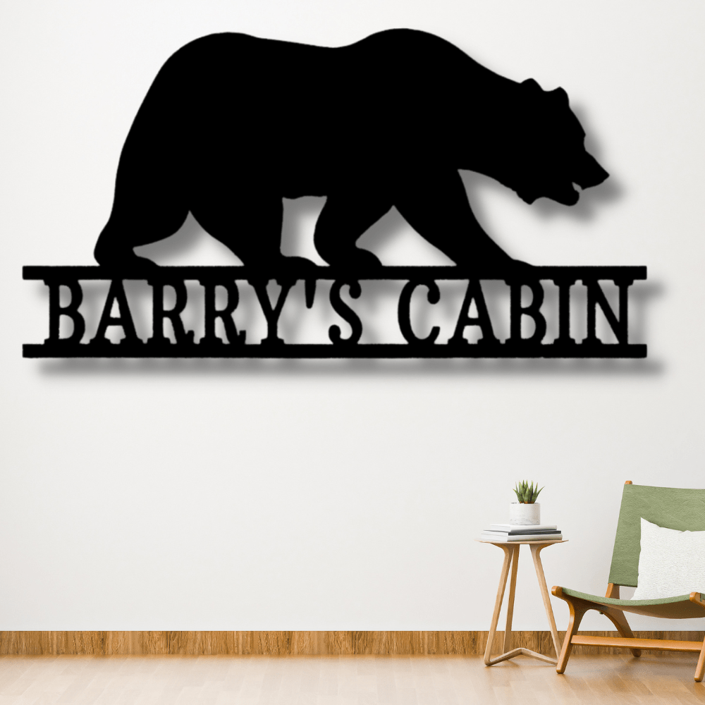Personalized Bear Metal Sign, Custom Bear Wall Art Decoration, Housewarming Wall Decor, Indoor Wall Hangings, Cabin Wall Art Decor, Birthday Gift For Husband, - Family Gear Collections