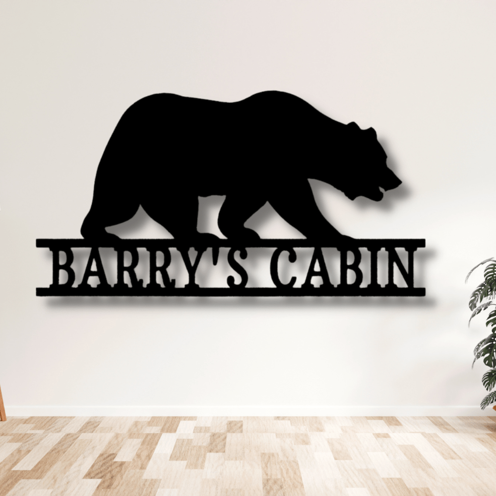 Personalized Bear Metal Sign, Custom Bear Wall Art Decoration, Housewarming Wall Decor, Indoor Wall Hangings, Cabin Wall Art Decor, Birthday Gift For Husband, - Family Gear Collections