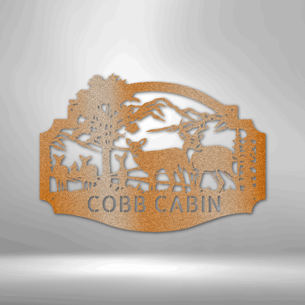 Personalized Deer Family Metal Art Sign, Custom Deer Metal Wall Decor, Cabin Wall Hanging, Indoor Metal Art Signs, Birthday Gift For Dad, Family Name Sign. - Family Gear Collections