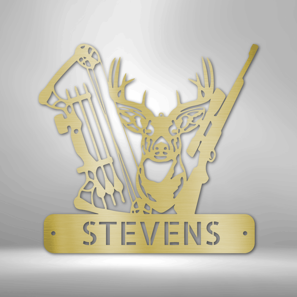 Personalized Deer Hunter Metal Art, Custom Deer Hunter Wall Art Decor, Cabin Wall Hanging , Wall Art Hanging, Hunter Dad Gift - Family Gear Collections