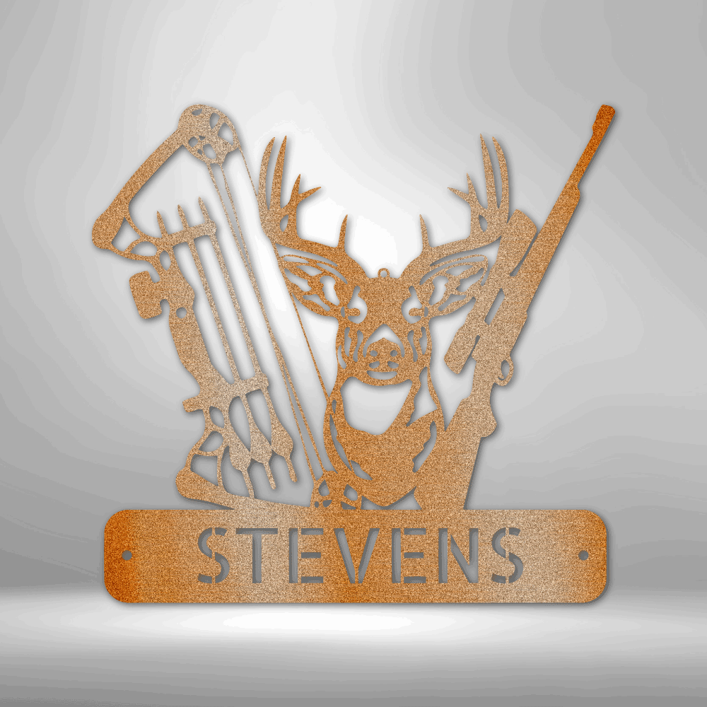 Personalized Deer Hunter Metal Art, Custom Deer Hunter Wall Art Decor, Cabin Wall Hanging , Wall Art Hanging, Hunter Dad Gift - Family Gear Collections