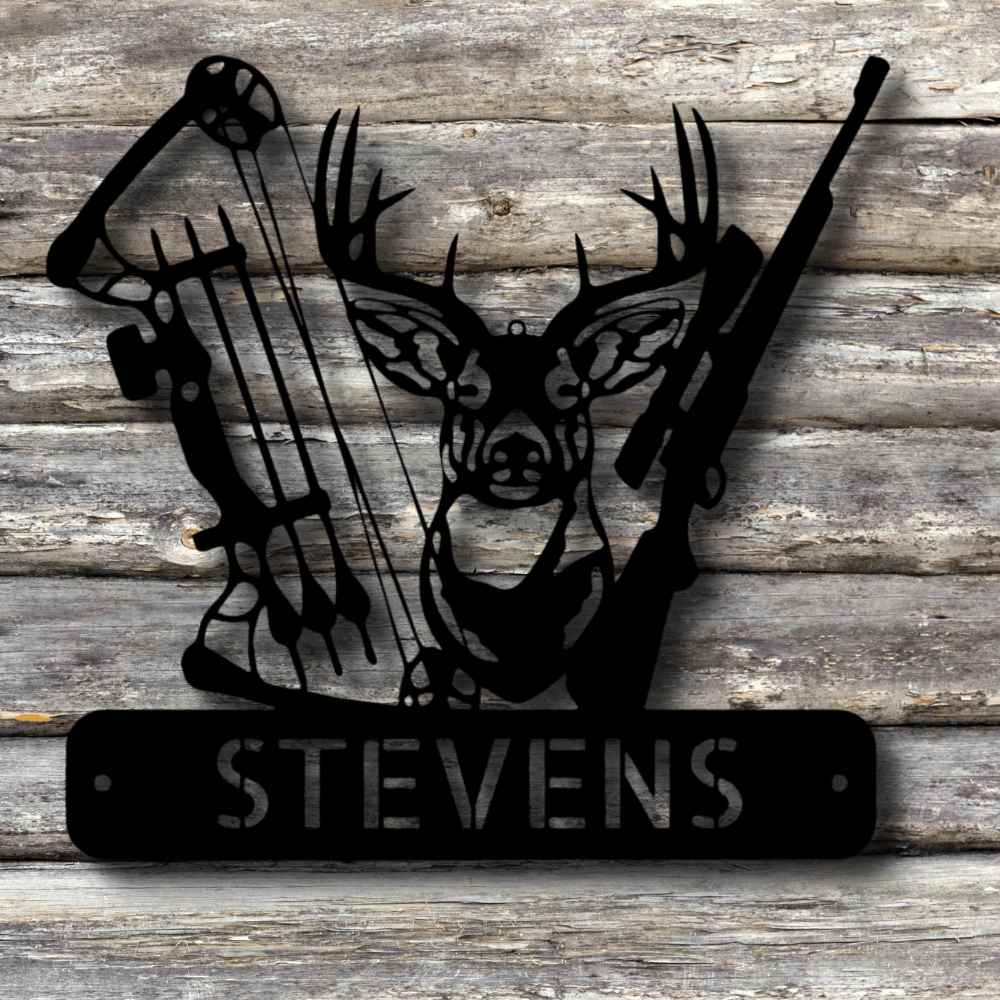 Personalized Deer Hunter Metal Art, Custom Deer Hunter Wall Art Decor, Cabin Wall Hanging , Wall Art Hanging, Hunter Dad Gift - Family Gear Collections