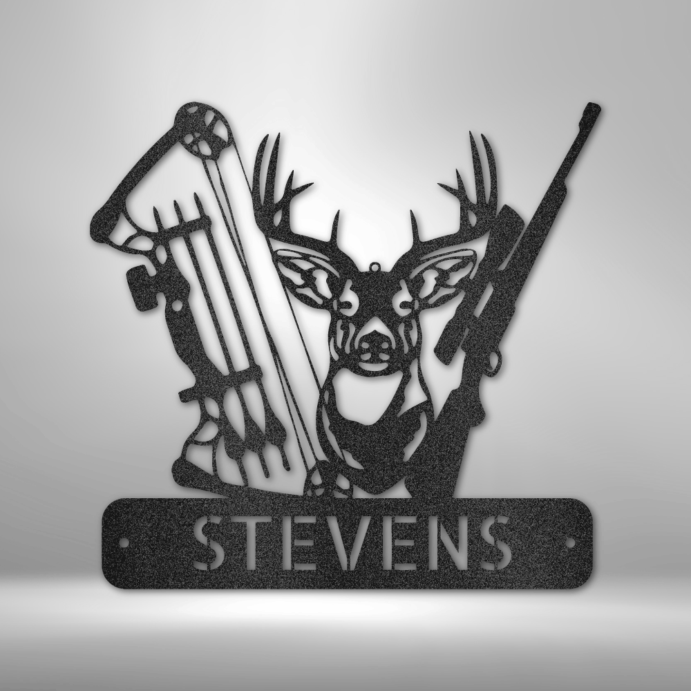 Personalized Deer Hunter Metal Art, Custom Deer Hunter Wall Art Decor, Cabin Wall Hanging , Wall Art Hanging, Hunter Dad Gift - Family Gear Collections