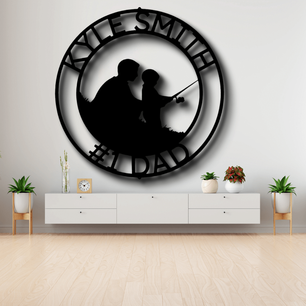 Personalized Father and Son Fishing Metal Wall Sign, Custom Father’s Day Gift, Metal Family Sign, Hobbies Sign Gift, Motocross Gift, Christmas Gift - Family Gear Collections