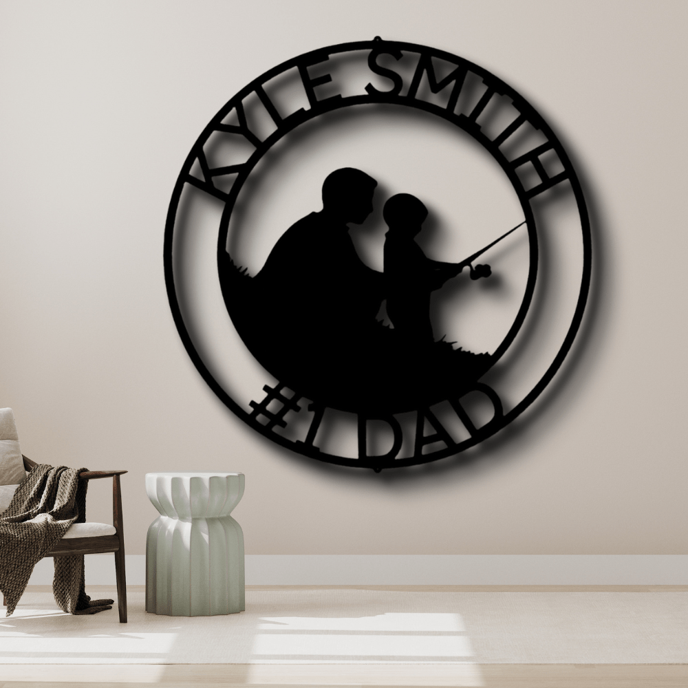 Personalized Father and Son Fishing Metal Wall Sign, Custom Father’s Day Gift, Metal Family Sign, Hobbies Sign Gift, Motocross Gift, Christmas Gift - Family Gear Collections