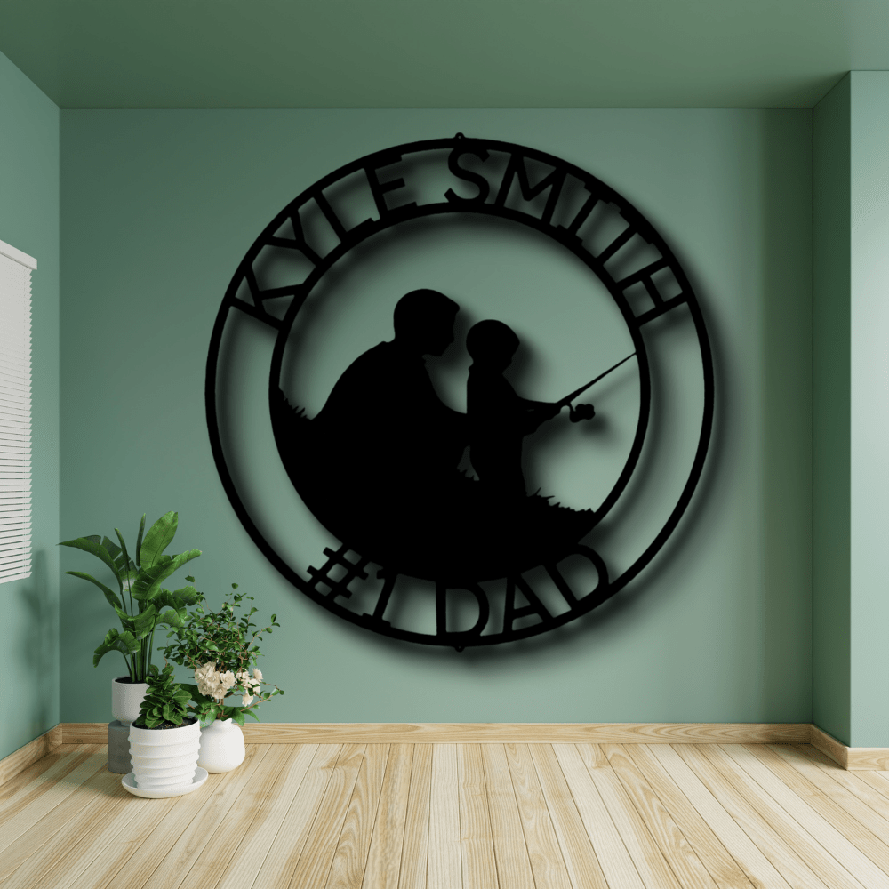 Personalized Father and Son Fishing Metal Wall Sign, Custom Father’s Day Gift, Metal Family Sign, Hobbies Sign Gift, Motocross Gift, Christmas Gift - Family Gear Collections