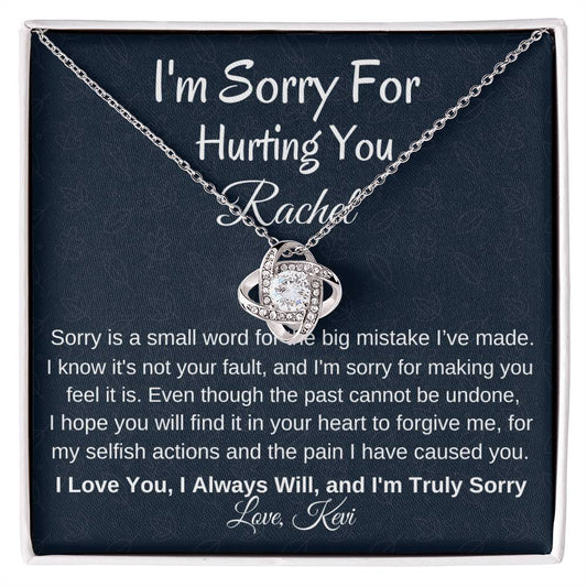 Personalized I'm Sorry For Hurting You Gift for Girlfriend or Wife, Love Knot Necklace - Family Gear Collections