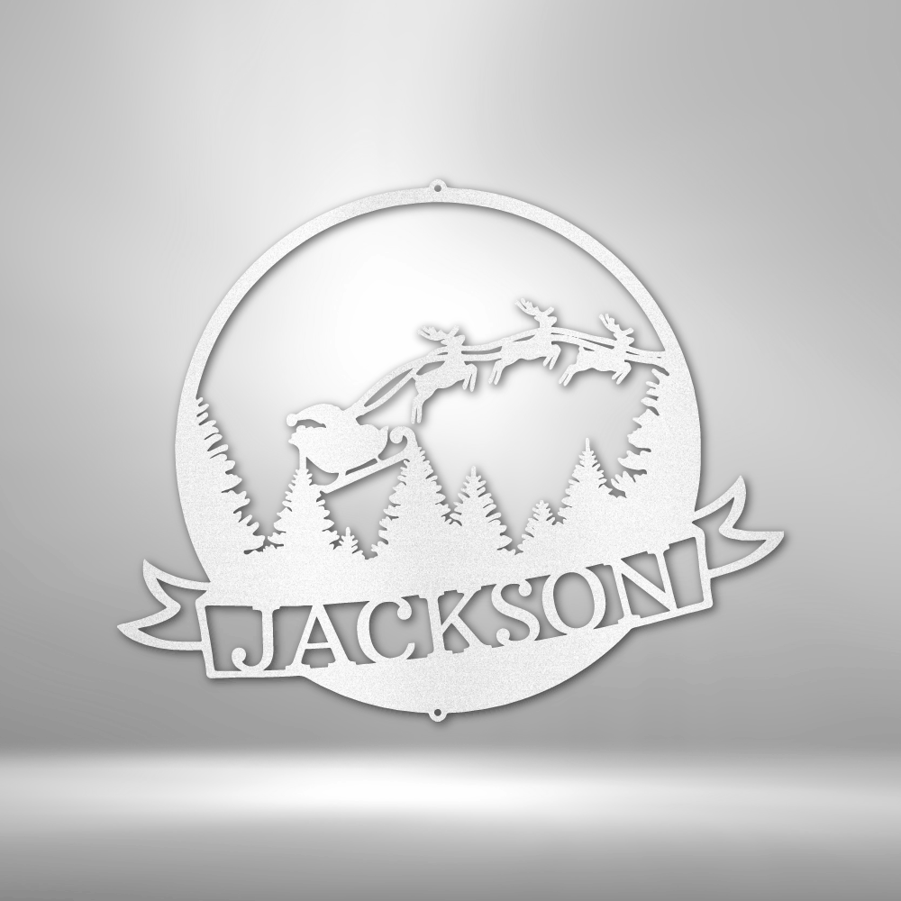 Personalized Santa's Journey Sign Metal Sign, Custom Santa Claus With Reindeers Wall Art, Christmas Metal Art Decor. - Family Gear Collections