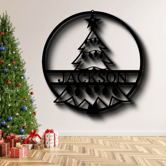 Personalized Split Christmas Tree Metal Sign, Custom Christmas Tree Metal Decor, Merry Christmas Wall Decoration, Christmas Gift - Family Gear Collections