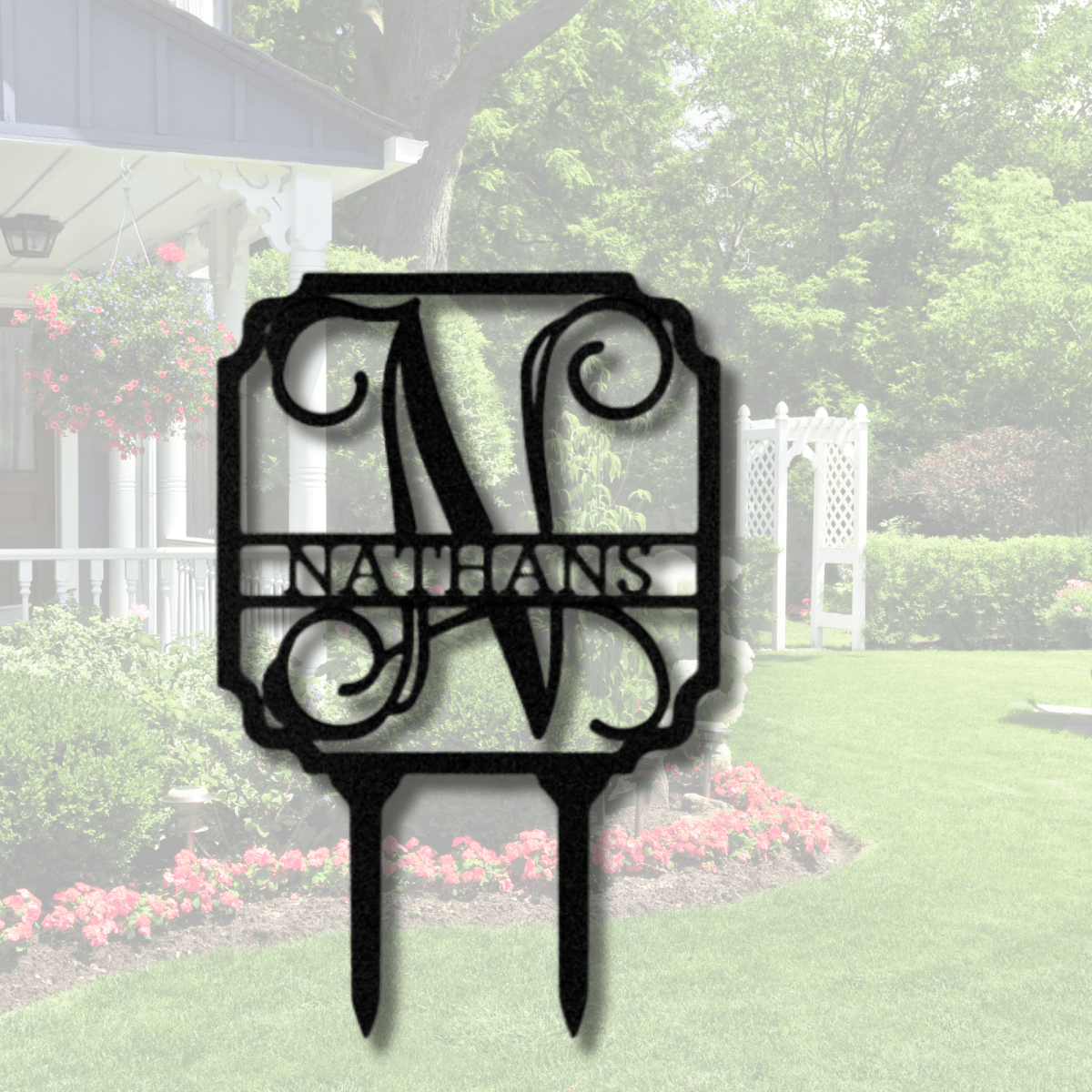Personalized Vine Stake Metal Sign, Initial and Name Yard Sign, Garden Stake Sign, Gift For Mom or Wife, Christmas Gift, Last Name Metal Sign - Steel Sign - Family Gear Collections