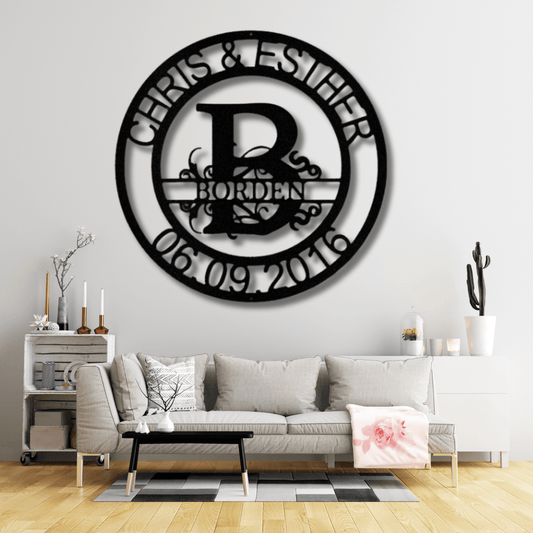 Split Letter Family Name Metal Wall Steel Sign, Personalized Metal Wall Decor, Large Metal Wall Sign, Wedding Gift For Coule, House Warming Gift - Family Gear Collections