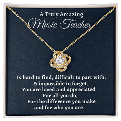 To A Truly Amazing Music Teacher Gift, Appreciation Gift For Music Teacher, Love Knot Necklace , Jewelry Gift For Women, Farewell Gift - Family Gear Collections